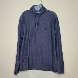 Izod Saltwater blue 1/4 quarter zip long sleeve pullover - large